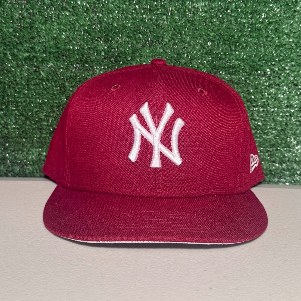 New Era New York Yankees 59FIFTY Fitted Hat Burgundy Red White Unisex Size 7 5/8